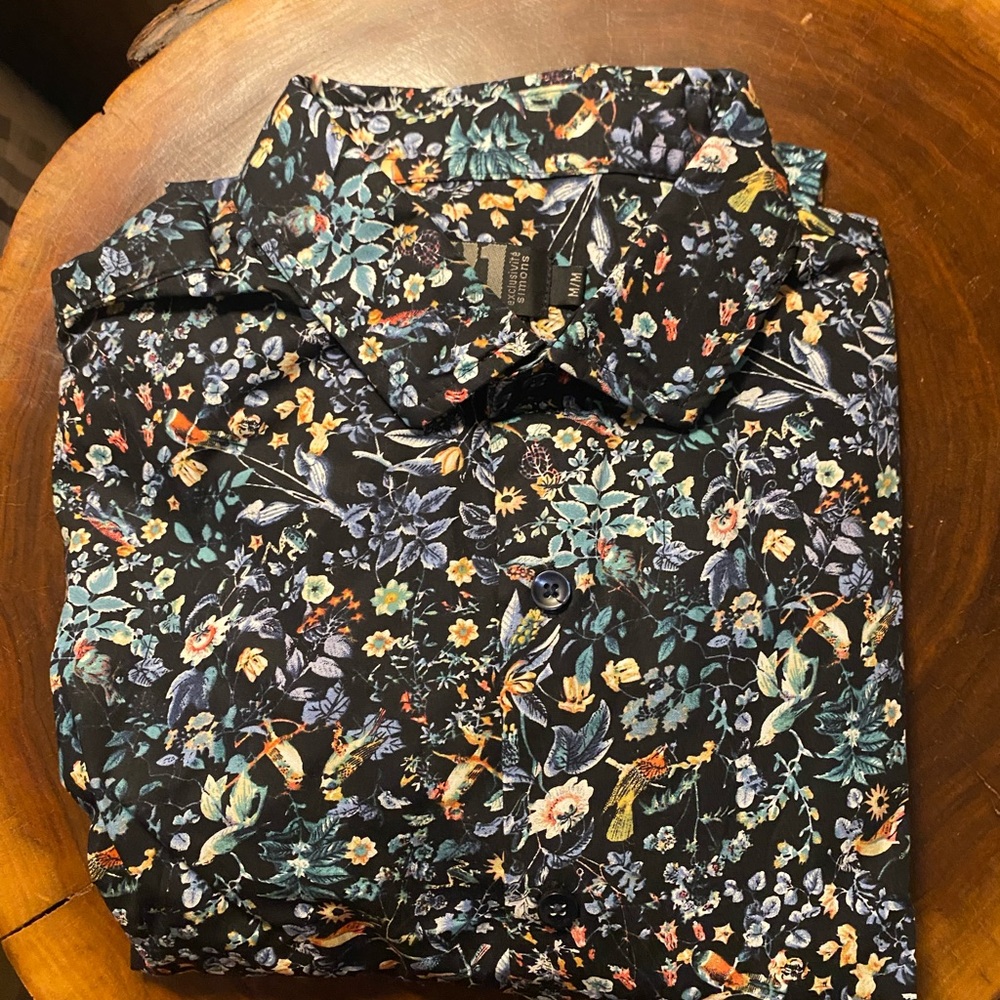 Black Floral Dress Shirt Semi-Fitted